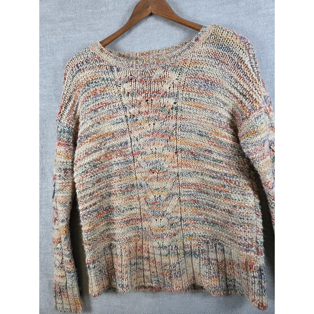 American Eagle XS Cable Knit Sweater Confetti Multi Color Retro Y2K Boho